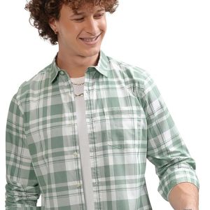 Highlander Men's Cotton Slim Fit Checks Shirt | Full Sleeves | Regular Collar | Casual Shirts for Men